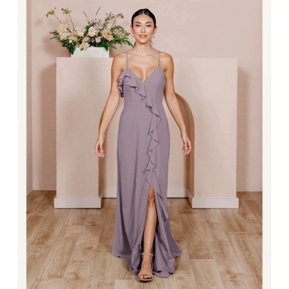 Revelry Dresses & Skirts - REVELRY PALOMA CHIFFON‎ MAXI DRESS Wisteria Gown Women 8 Wedding Formal